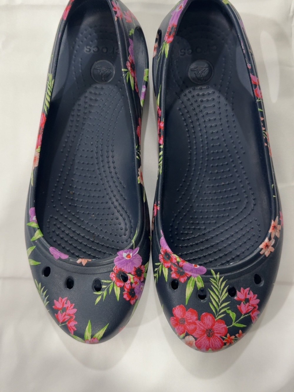 CROCS Navy Floral Slip-On Ballet Flats